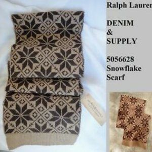 Ralph Lauren DENIM SUPPLY mens SNOWFLAKE Wool mix Knit scarf 9" x 70"
